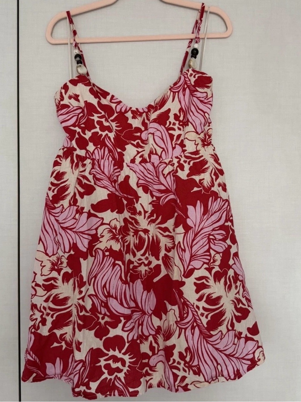 Abercrombie & Fitch Red and Pink Floral Midi Dress